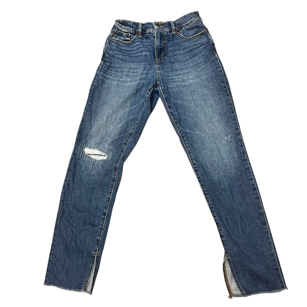 Loft Made & Loved Sz 6 High Rise Distressed Skinny Jeans 28x30 Med Wash Stretch